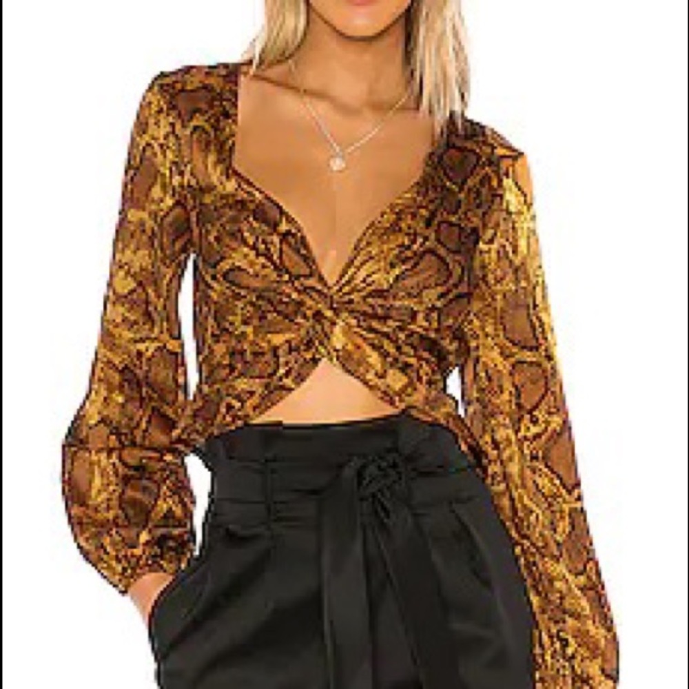 superdown Raquel Long Sleeve snake print Top